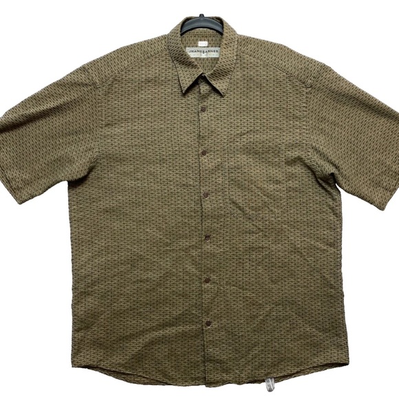 Vintage Jhane Barnes Shirt Mens L Brown Fabric Woven in Japan Button Up - Picture 1 of 11